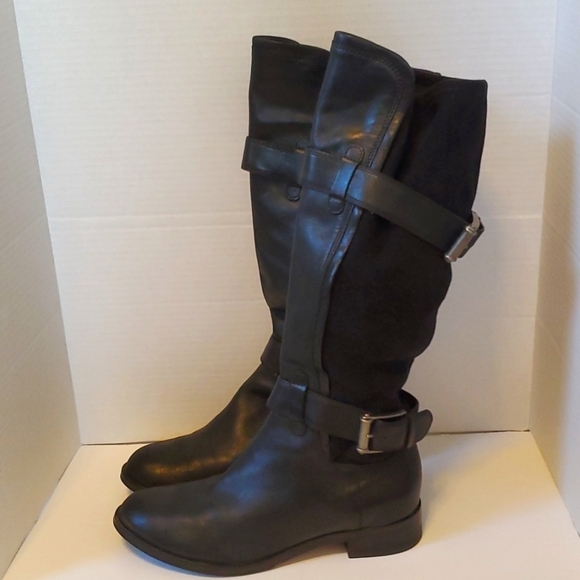 Cole Haan, Nike Air Black Leather and Suede stretch boots size 8.5 - Picture 1 of 14